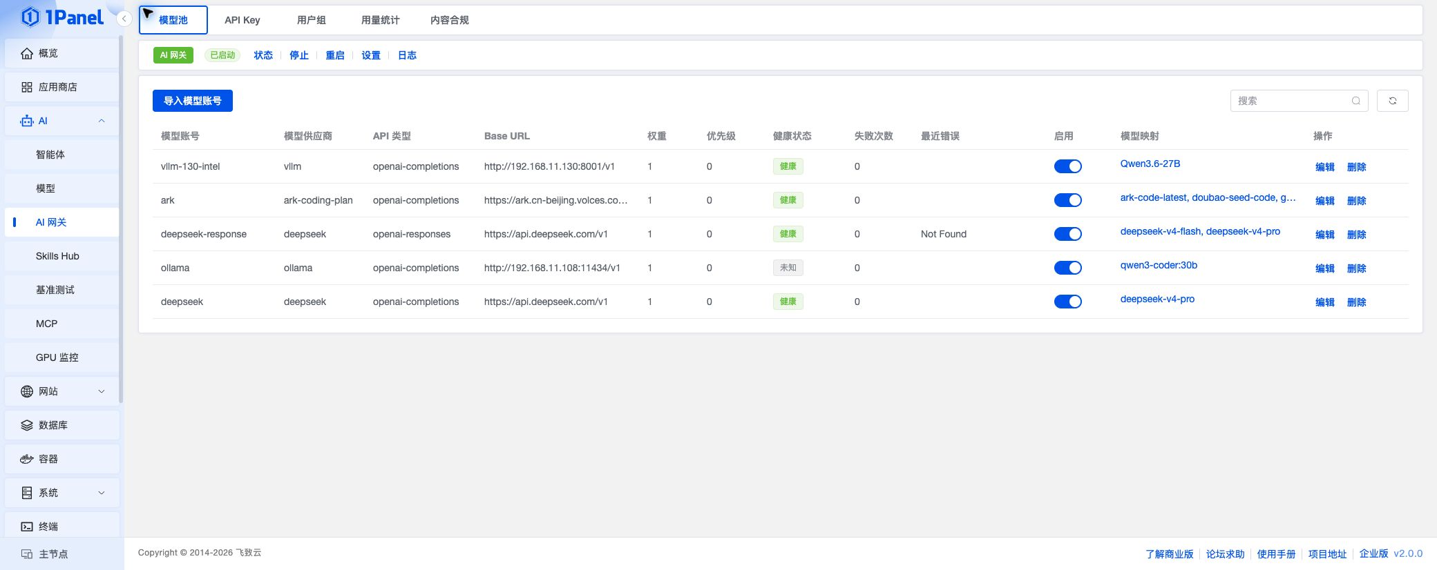 AI 网关模型池